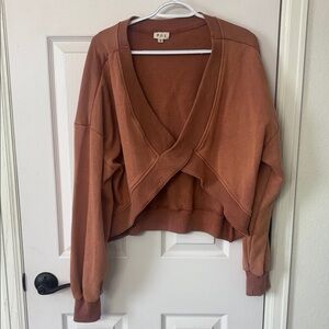 POL Women's V-Neck Sweatshirt in Rich Copper